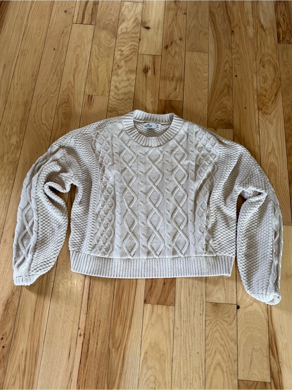 Hollister Cream Cable-Knit Crewneck Sweater